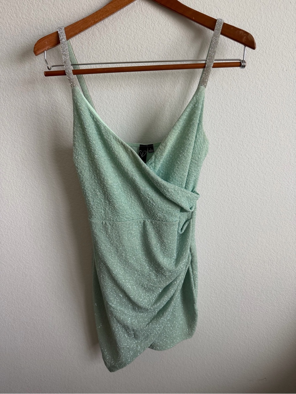Windsor Mint Green Sparkle Wrap-Front Cami